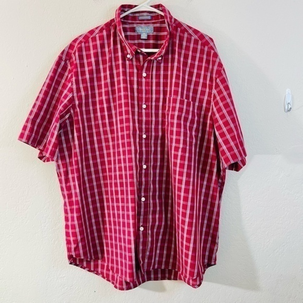 NorthCrest Classic Wrinkle Resistant Plaid Button Down Shirt Men XL Red/Blue